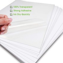 비닐 스티커 종이 100% 투명 A4 용지 자체 접착 인쇄 라벨 스티커 방수 복사 용지 시트 10 장, 01 10 Sheets