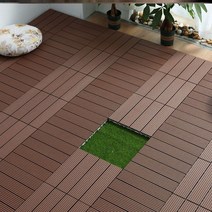 베란다 데크 타일 조립식 강마루 플라스틱 타일 바닥 촘촘 옥상 우드 테라스, E88-스트레이트브라운PE베이스1매