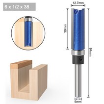 드라이월커터 s 14 in 6mm 생크 라우터 비트 트리밍 목공 밀링 듀얼 블레이드, 6x12.7x38