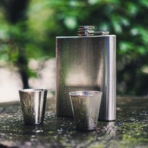[레이저 각인] 스테인리스 힙 플라스크 포켓 위스키 술통, 8oz 240ml, 1개