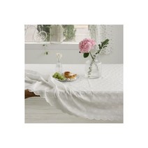디어프레쉬 펀칭자수 화이트 테이블보 식탁보 직6인용.앤코튼, 단일사이즈
