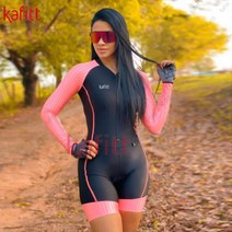 여성 긴팔 싸이클 라이딩 저지 복 세트 Kafitt 여성용 반바지 트라이 애슬론 사이클링 점프 슈트 야외 자전거 레이싱 셔츠