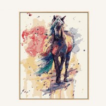 MINJING DIY그림그리기 물감 + 붓 세트 추상 동물 수묵 말 명화그리기 유화그리기 취미생활 생일선물 인테리어 소품 (액자 포함 )bvuimnboigmbgoi00047, 골드색 액자 30x40cm