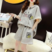 꽃소담 여자 여름 반팔후드티 반바지 트레이닝세트 홈웨어 상하복QQA1113