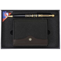 훈민정음 볼펜 + 블랙다이아 소가죽 명함 지갑