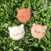 364days 신비로운 눈동자 미니 오드아이 고양이 수세미 아크릴 귀여운 핸드메이드수세미, 02.베이지냥이(개별포장) 1개, 고리o