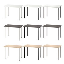 IKEA 이케아 LINNMON ADILS 테이블 100x60 (화이트), 화이트스테인(참나무무늬)상판-블랙다리