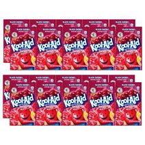 Kool-Aid Black Cherry Unsweetened Drink Mix 쿨에이드 블랙 체리 드링크 믹스 0.13oz (3.6g) 20팩, 1개