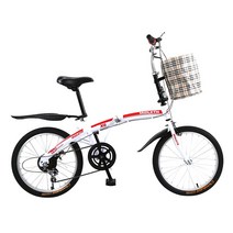 자전거 접이식 미니벨로 MTB형 출퇴근 엠티비 접이식 입문용 20인치 여성 미니 초경량, 변속 화이트 레드