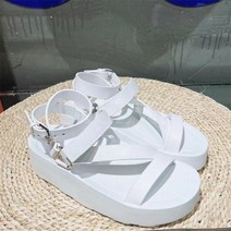 패션 플랫폼 샌들 여성 신발 정품 가죽 플랫 레이디 여름 로마 두꺼운 밑창 해변 휴가