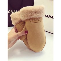 여성 겨울 스웨이드 따뜻한 무스탕 스웨이드 끈 장갑 퍼 벙어리 여성