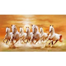 7 달리기 백마 동물 예술 그림 인쇄 실크 집 벽 장식