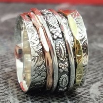 유니 패션 럭셔리 925 스털링 실버 투톤 와이드 각인 수제 반지 약혼 결혼 기념일 생일