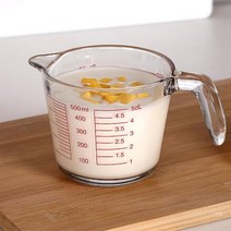 내열유리 계량컵 500ml 눈금 비커 유리눈금컵