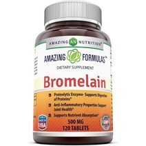 미국직구 놀라운 공식 브로멜레인 500Mg 120정(Non GMO Gluten Free) 단백질 분해 효소 단백질의 다나우션을 항특성 영양소 흡수 *, 수량, 상세참조
