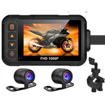 자전거블랙박스 바디캠 오토바이블랙박스 1080p 방수 오토바이 카메라 dvr 오토바이 dashcam 3 인치 디스플레이 전면 후면보기 운전 비디오 레코더 dvr 대시 캠, 없음