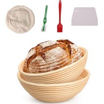 반느통 바네통 깜빠뉴 발효바구니 5pcs 라운드 등나무 고리 버들 반죽 발효 효모 banneton 빵 바구니 베이킹 도구 세트 천연 등나무 빵 교정 바구니, 라운드 30x8cm