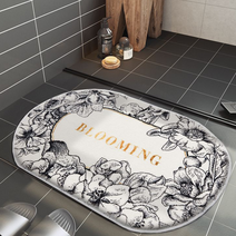 우아한클릭 북유럽 극세사 원형 화장실 욕실 발매트 2P, B타입-블루밍 x2개입