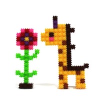 미리사몰 이지 툭툭 블럭 세트 캐릭터 미니 디펌 나노 블록 폰 거치대 어린이 장난감 공룡 영웅 히어로 소근육 발달, 이지툭툭블럭 : 기린과꽃