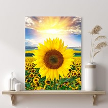 세잔느화실 홈데코 NEW 해바라기 그림 캔버스액자 골드 알루미늄 액자 거실 승진선물 집들이선물, 프리미엄 캔버스, 3호(21cmX27cm)
