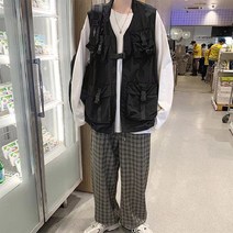남자 유니크 버클 다용도 포켓 가벼운 데일리 자켓 조끼