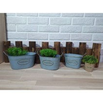 빈티지 양철 화분 양철통 블루 바스켓 3 가지 사이즈