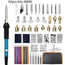 우드카빙키트 110V 220V 60W 용접 수리 도구 조각 Pyrography 펜 키트 가변 온도 납땜 철 나무 굽기, [01] 110V US plug, [01] 62kits