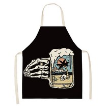 펑크 해골 프린팅 여성 주방 앞치마 방수 요리 오일 방지 코튼 린넨 방오 요리사 55x68cm, [01] 38x47cm, [06] 6