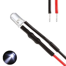 발광다이오드 LED 라운드 와이어 5v 3파이 10개, (5V_3파이_와이어_라운드)흰색