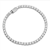 풍속계 Luomansi 정품 럭셔리 고탄소 다이아몬드 슈퍼 플래시 S925 스털링 실버 결혼 연인 3mm, 3.Silver - 18cm