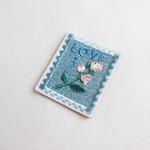 [평창올림픽기념우표] 플라이쿱 LOVE 꽃 우표 열접착식 자수패치 와펜 세트 2개입