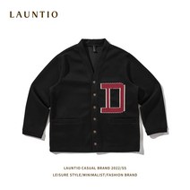 launtion 가을 겨울 레터링 자수 남자 카디건