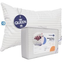 Continental Bedding 우수한 100% 다운 베개 700 필 파워 708.7g(25온스) 헝가리산 구스 슬리퍼 면 스트라이프 다마스크 쉘 베개 커버 50.8 X