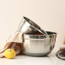 논슬립 스테인레스 믹싱볼 깊은 베이킹볼, 25cm 1개+19cm 1개