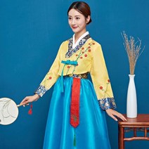 혼주 중년 여성 한복 세트 계량한복 성인 어른 여러 가지 빛깔의 전통 의상 여성 패션 아시아 공주 무대 공연 댄스 의상 요정 한복 탑 드레스