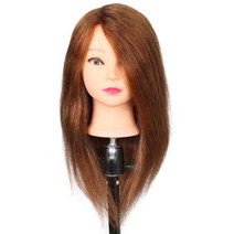 LLECO 학원용 인모 100% 17인치 라이트브라운 연습용 통가발, 1개