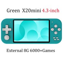 X20 5.1 인치 및 X20mini 4.3 레트로 핸드 딱밤펀치기계 쌍문동오락기 게임 콘솔 내장 13000 + 아케이드, 03 Green X20mini 8g