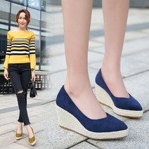 금척몰 뾰족 가을 겨울 무지 단색 스틸레토 통굽 웨지힐 7cm