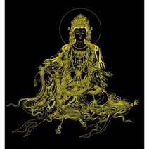 탕가 불교 종교 보살 금색 큐빅 그림 구슬자수 재료 만들기 선물 보석십자수 재료 세트, 90x90cm 전체 원형 큐빅