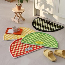 레트로 체커보드 논슬립 반달 발매트 4color 욕실 현관 주방 매트 미니 러그, 그린