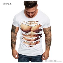 남성 여름 반팔 티셔츠 3D 디지털 프린팅 남성 라운드 루즈핏 반팔 티셔츠 2N901