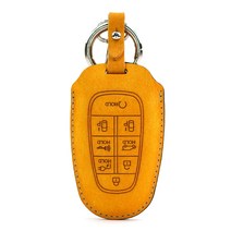 페레노 현대 아이오닉5 8버튼 스마트키 가죽케이스 PH11 키홀더 키링, 푸에블로 옐로우