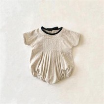 신생아옷 아기옷 신생아용 나비매듭 바디수트 단색 코튼 린넨 점프수트 원피스 복 여름 패션