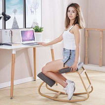무릎을 꿇는 의자 북유럽 오피스 체어 바리에르 인체공학 가정용 사무용 레저 흔들의자, 면 및 린넨 그레이-B20