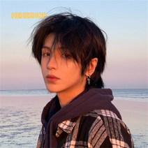 남자통가발 장발가발 울프컷가발 단발가발 패션가발Hiuha 증정, B ONE SIZE