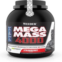WEIDER Mega Mass 4000 성장용 웨이트 게이너 쉐이크 딸기 복합 비타민 및 미네랄 근육 형성 3kg