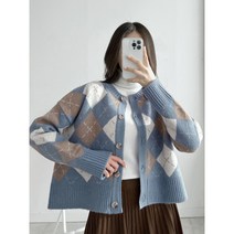 아가일 크롭 가디건