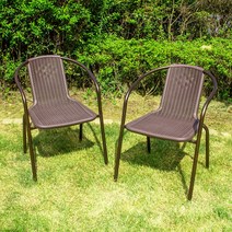 유로 49번 플라스틱 라탄 의자 야외 정원 테라스 체어, 브라운