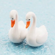미니어처 인형 거위 백조 모형 스완 화이트 M 2.4cm 2개 세트 공예 소재 피규어 재료 꾸미기 디오라마 미니어쳐