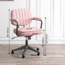 의자 가정용 컴퓨터 의자 침실 라이트 럭셔리 서재 사무용 의자, 기술 천 [핑크 블랙 프레임]], 나일론 다리